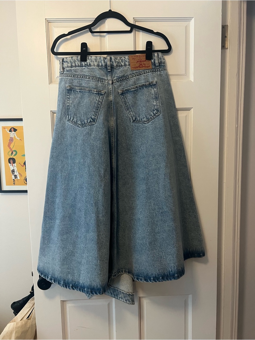 Y/Project Light Blue Asymmetrical Denim Skirt with Dramatic Front Cutout - Picture 3 of 4